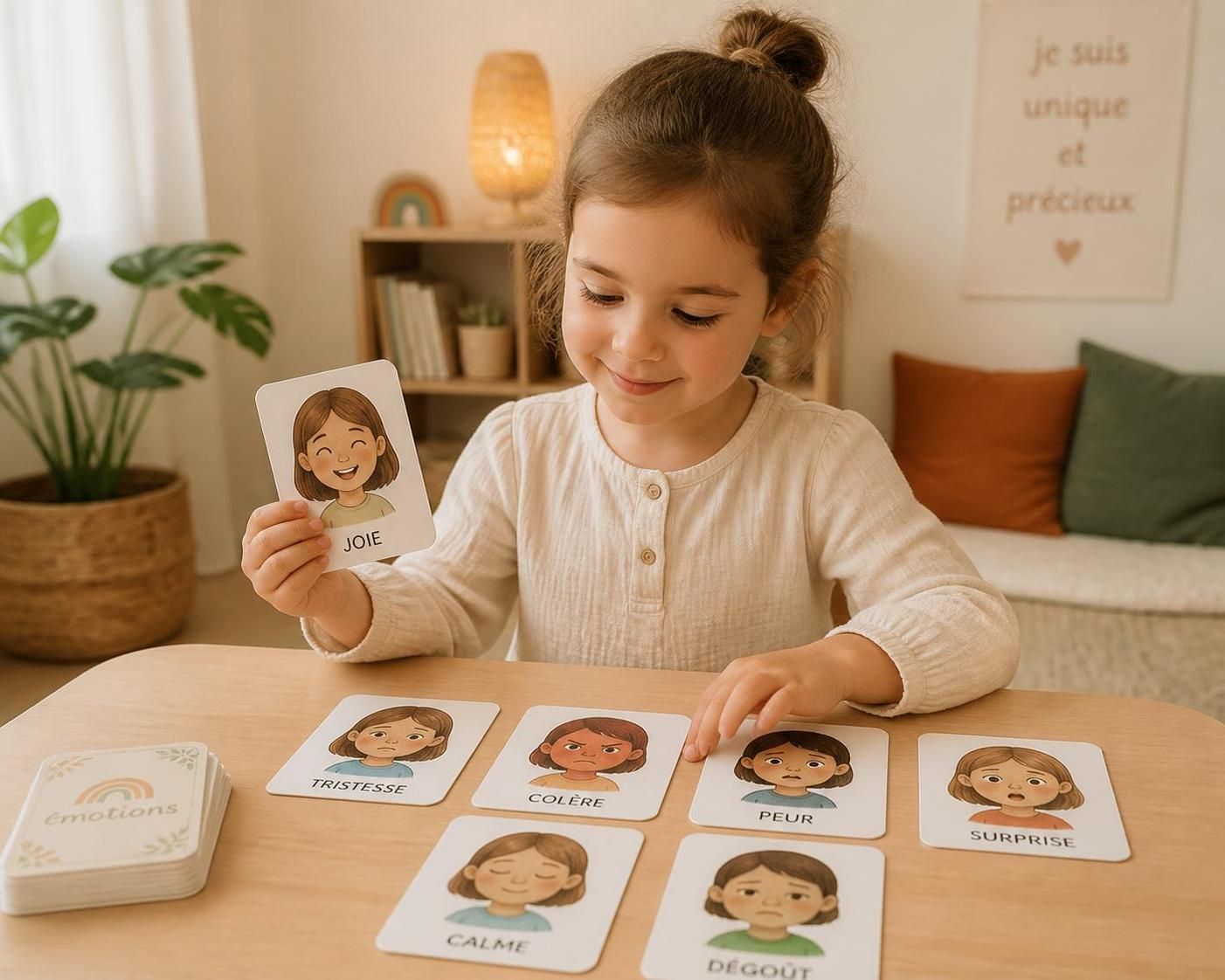 téléchargez gratuitement des cartes montessori pour aider les enfants à reconnaître et apprendre les émotions de manière ludique et éducative.